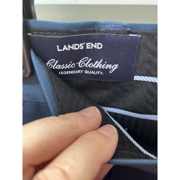 Lands End Pants Men 33X33 Navy Blue Dress Pants Pleated Trousers Traditional Fit - Picture 3 of 7